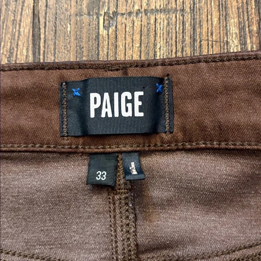 PAIGE Anessa Jeans 33 NWT Chicory Luxe Coated Ankle Flare Exposed Button Fly - Picture 7 of 13